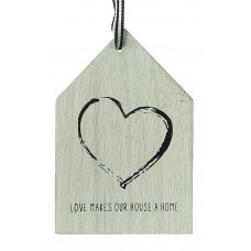 Χριστουγεννιάτικο Κρεμαστό Ξύλινο Ταμπελάκι, Γκρι με Καρδιά (10cm)